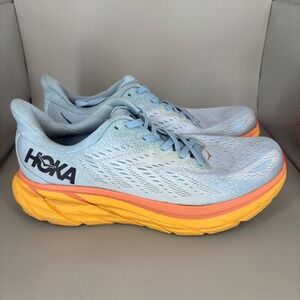 Hoka Clifton 8 Wide Summer Song Ice Flow Blue Orange Running Shoes 1121375 10D
